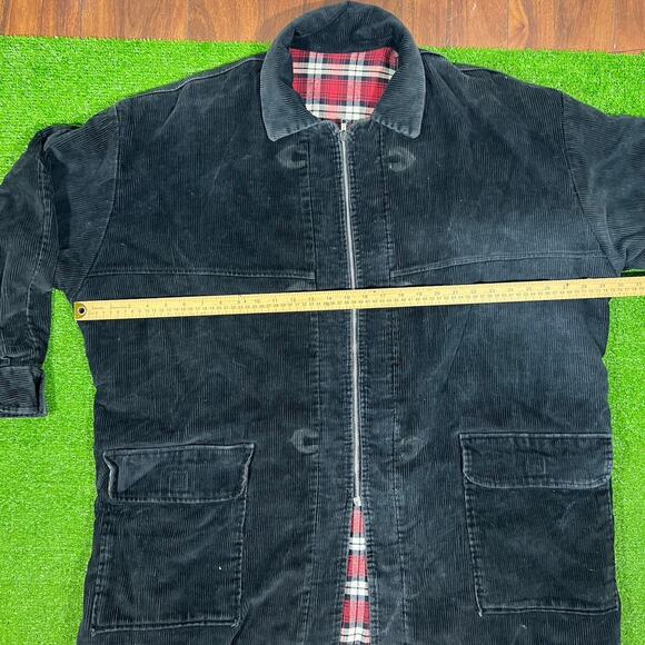 Vintage Corduroy Chore Jacket 2XL-3XL FLANNEL LINED 70s Chore Coat Black - Picture 5 of 8